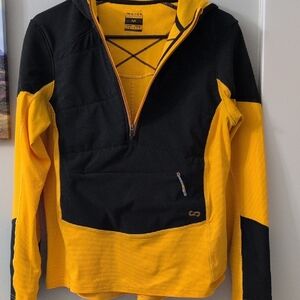 Oros 3/4 Zip Hoodie With Solarcore Technology, Black And Yellow, Women's Size M